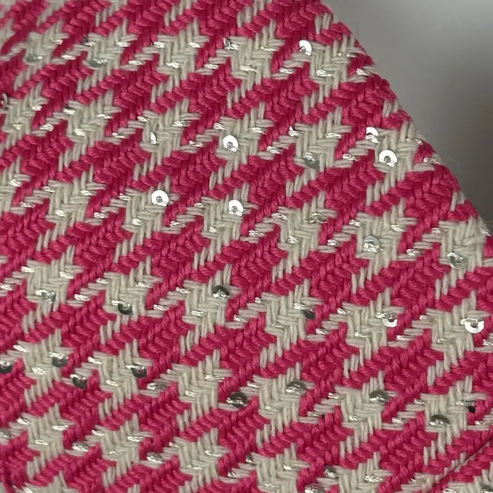 Rivir Houndstooth Bustier Crop Top Bralette Tweed Pink White Size S